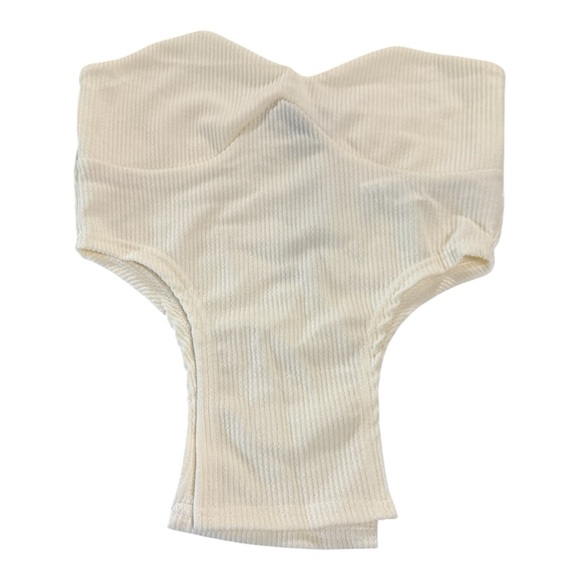 PrettyLittleThing Cream Crinkle Rib Curved Hem Corset Top – Size US 6 / UK 10 - Picture 1 of 5